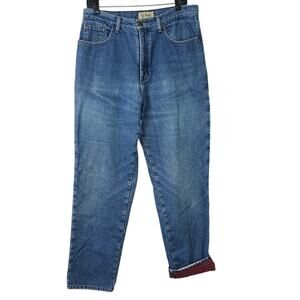 L.L. Bean Blue Denim Flannel Lined Hi Rise Classic Relaxed Vintage Jeans 14 M T